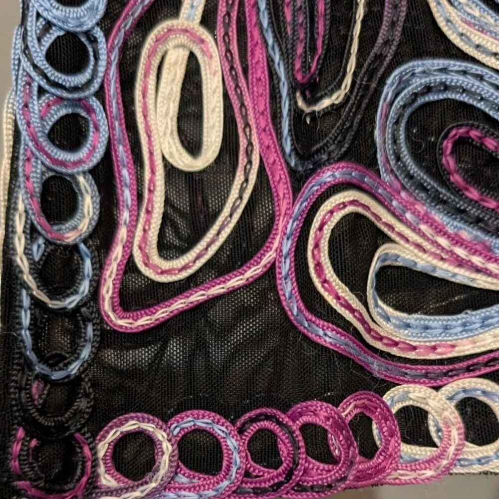 Embroidered Sheer Jacket Womens Size Small Mesh Colorful Artsy Casual Studio - Picture 10 of 10